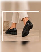LOECY black Buckle Loafers, heel and sole detail