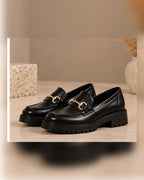 LOECY black Buckle Loafers, side view