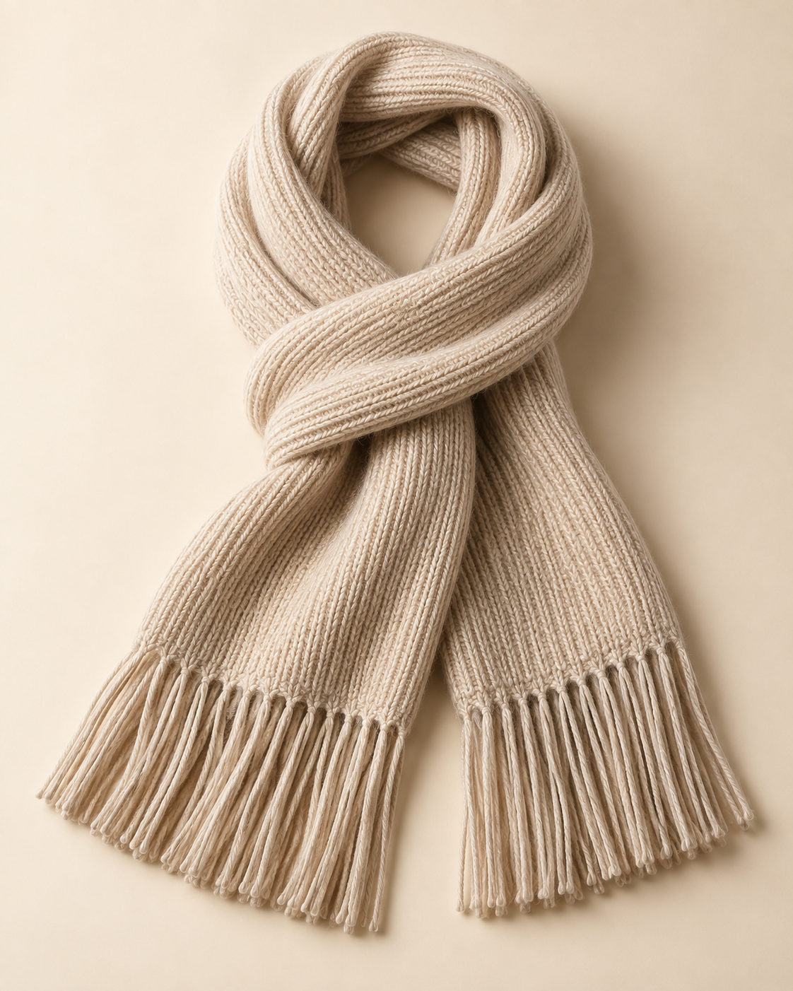 LOECY cream Knit Scarf, women's knitted scarf