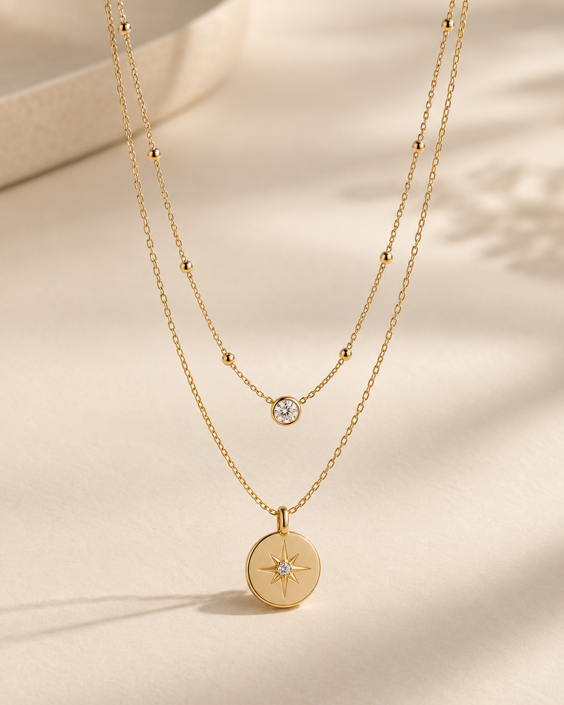 LOECY Layered Gold Pendant Necklace, gold layered necklace
