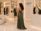LOECY Satin Wrap Dress back view
